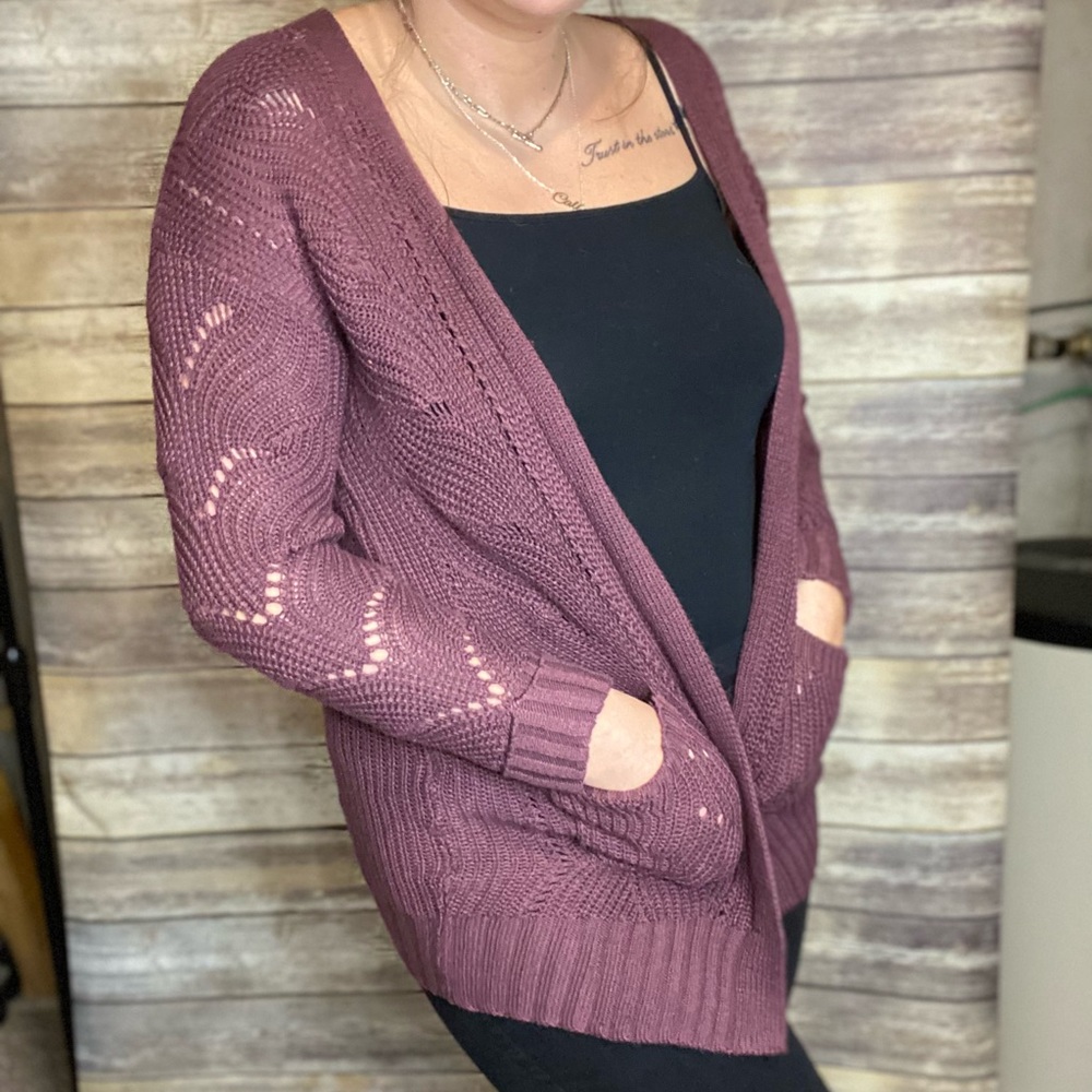 Plum knit cardigan